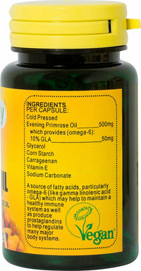 Veganicity Evening Primrose Oil 500mg (10% GLA) : Omega-6 Plant Supplement : 90 Vegan Capsules, in a Planet-Friendly 99% Recycled Pot