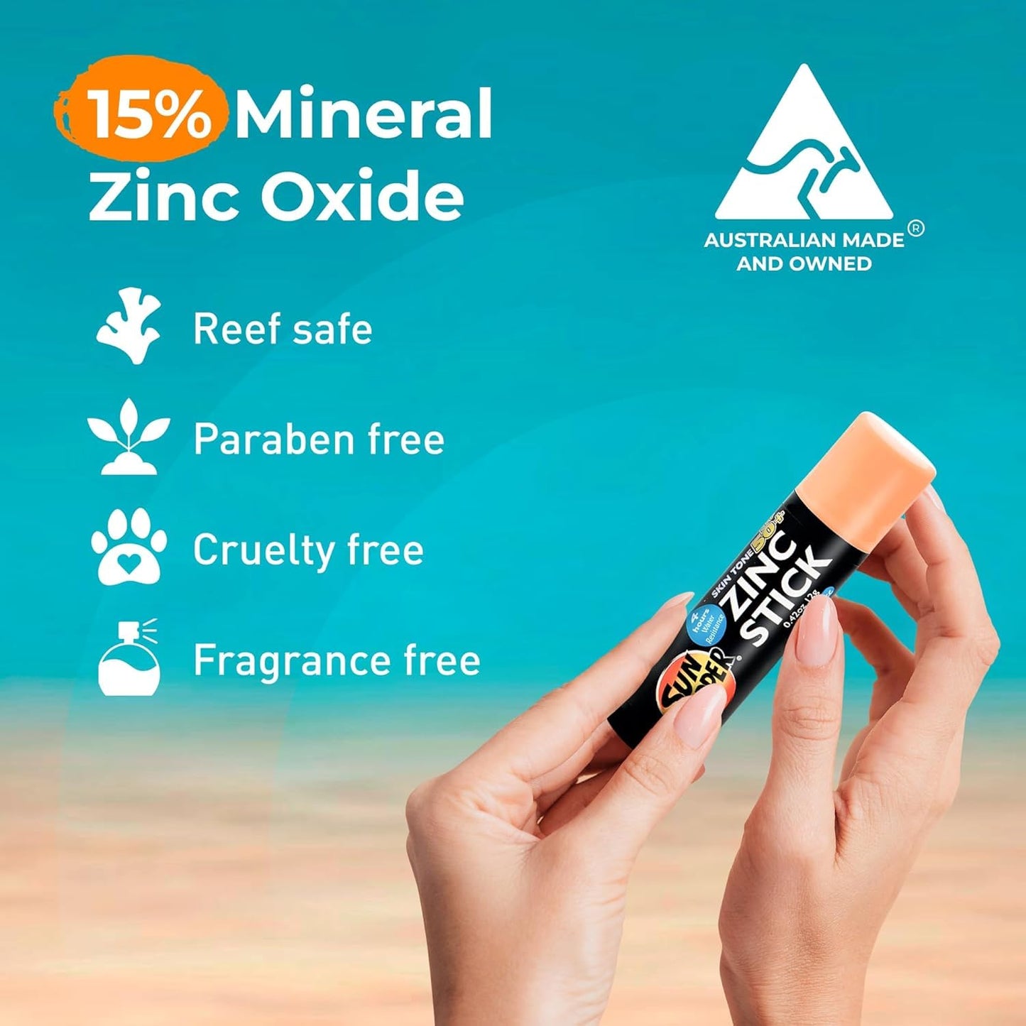 Sun Zapper Light Skin Tone Original Zinc Stick SPF 50 + Zinc Oxide Mineral Sunblock Stick for Face
