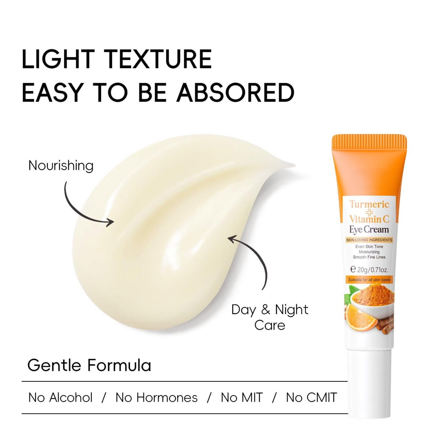 Trendyfave Vitamin C Turmeric Eye Cream Anti Aging, Under Eye Cream for Dark Circles, Eye Cream For Dark Circles And Puffy Eyes, Turmeric Cream For Even_Skin Tone,Moisturizing,Smooth Fine Lines - Travel Size