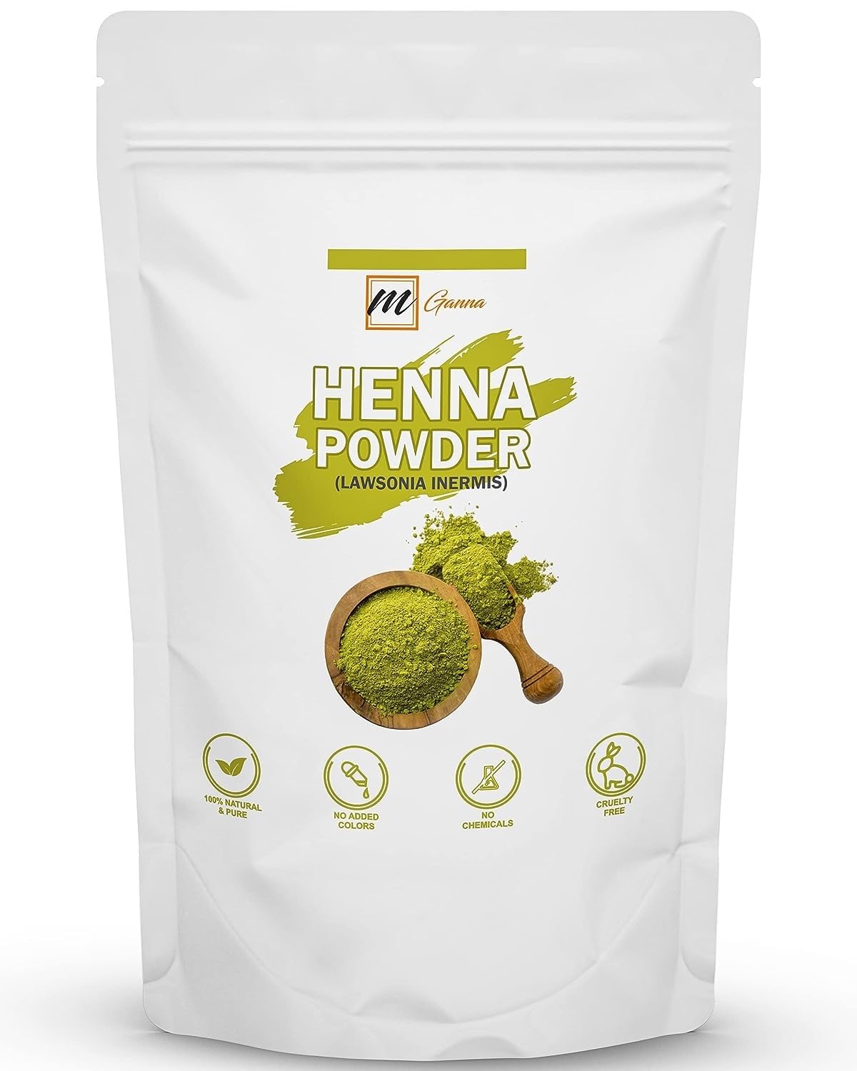 mGanna 100% Natural Henna Powder Pure Lawsonia Inermis For Hair Dye and Color | No Gluten | No Parabens | No Fillers | No Sulfates | No PPD or Any Chemicals for Healthy Hair Care 0.50 LBS 227 GMS