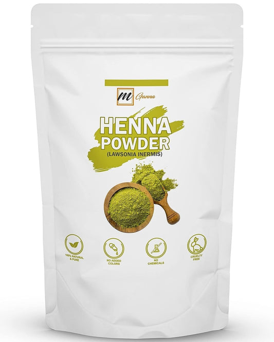mGanna 100% Natural Henna Powder Pure Lawsonia Inermis For Hair Dye and Color | No Gluten | No Parabens | No Fillers | No Sulfates | No PPD or Any Chemicals for Healthy Hair Care 0.50 LBS 227 GMS