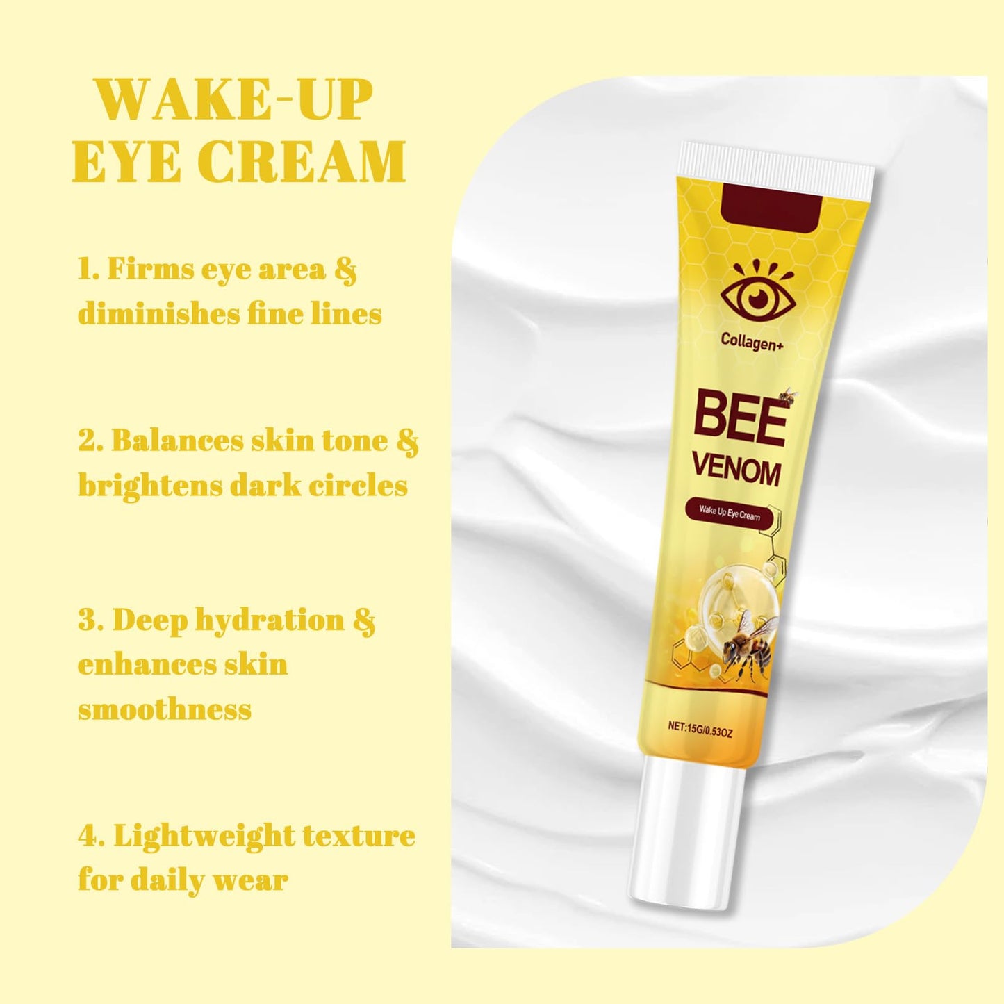Generic Eye Cream with Collagen, Skin Tightening Cream for Face, Microneedling Serum & Wrinkle Filler, Deeply Moisturizes & Firms Eye Area, Reduces Dark Circles & Puffiness, Lightweight (Eye Cream*1)