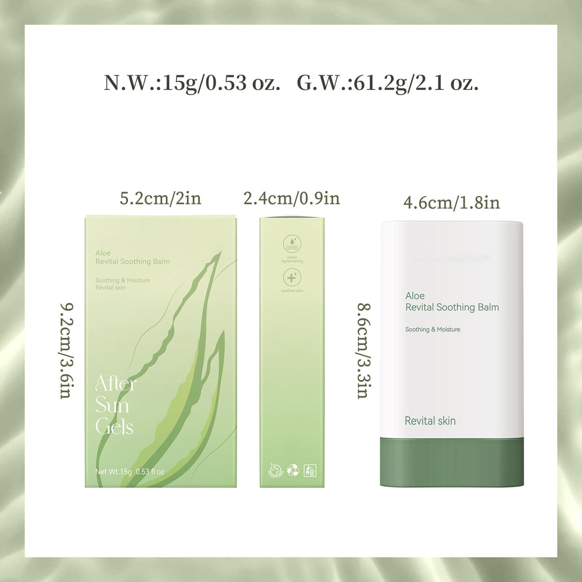 Mikloven 2PCS Aloe Vera After Sun Gel Stick – Natural Soothing Care for Face & Body, Hydrating & Non-Irritating Moisturiser, Travel Size Lotion for Sensitive Skin,15g