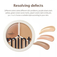gcdat Tri-color Cream Concealer Palette Girls Makeup Concealer Foundation for Dark Skin Cover Spots Acne Marks Full Coverage Concealer