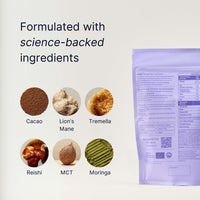DIRTEA Cacao with Lion's Mane, Reishi & Tremella | 100% Organic Cacao with MCT & Moringa | 2,500mg Mushrooms per Serving | Vegan & Non GMO | 180g - 30 Servings