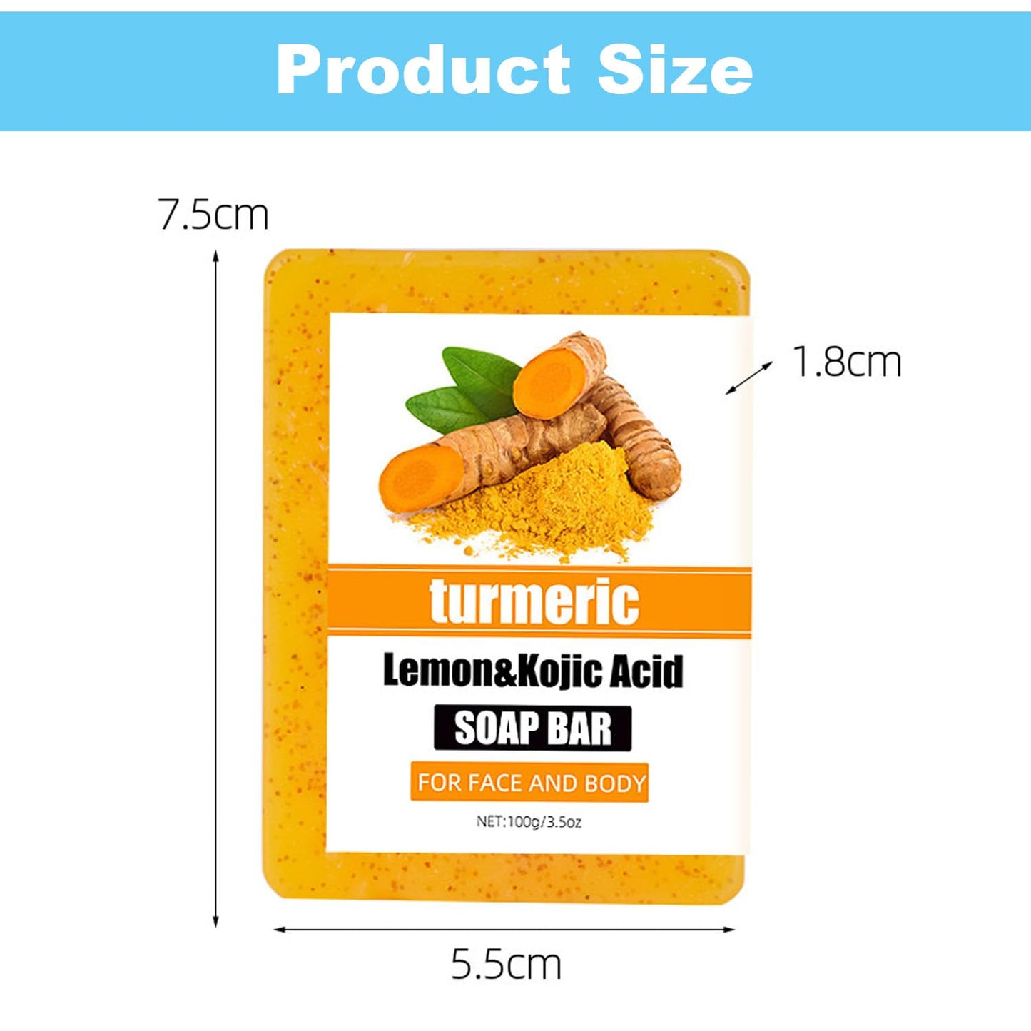 Turmeric Soap Bar, Hyaluronic Acid for Deep Cleansing, Gentle Soap for Face and Body Moisturizing, Deep Cleaning Moisturizing Erase Fine Lines, Firming