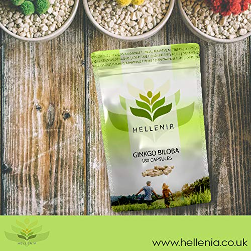 Hellenia Ginkgo Biloba | Highly Dosed 50:1 Extract 6000mg | High Strength | 180 Capsules | Manufactured in The UK
