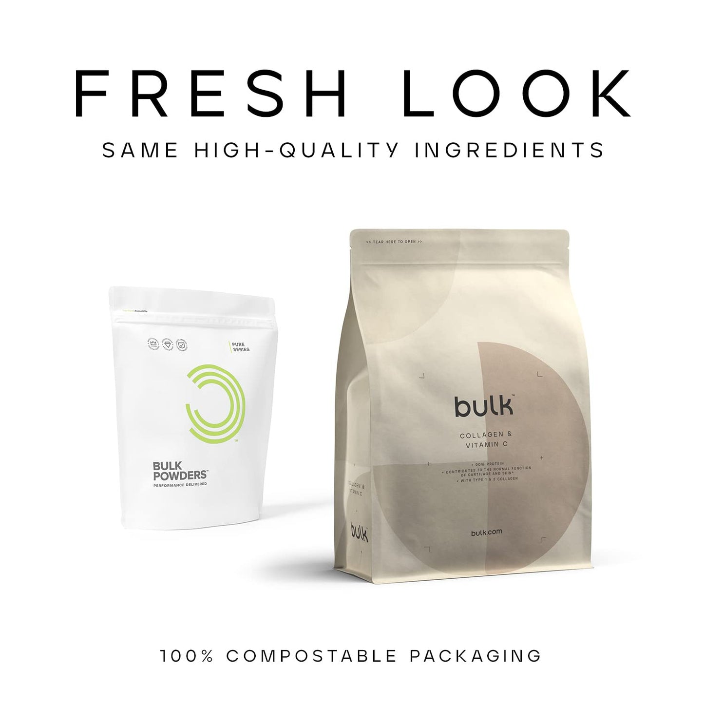 Bulk Collagen and Vitamin C Powder, Apple, 500 g