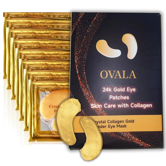 OVALA Under Eye Patches (16 Pairs) - 24K Gold Eye Patches for Puffy Eyes, Dark Circles, Eye Bags and Wrinkles, Collagen Skin Care Products, Beauty