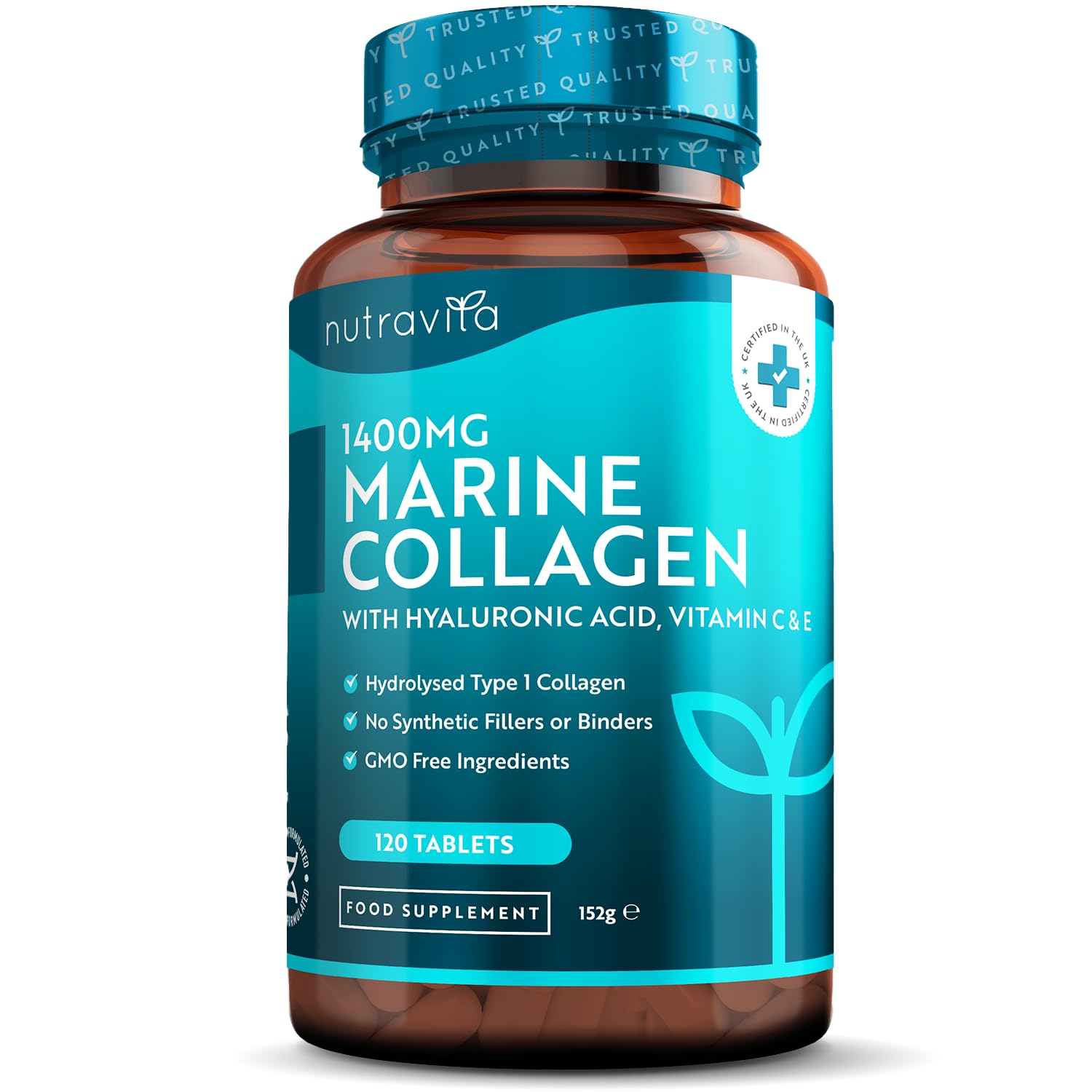 Marine Collagen Tablets 1400mg Enhanced with Hyaluronic Acid