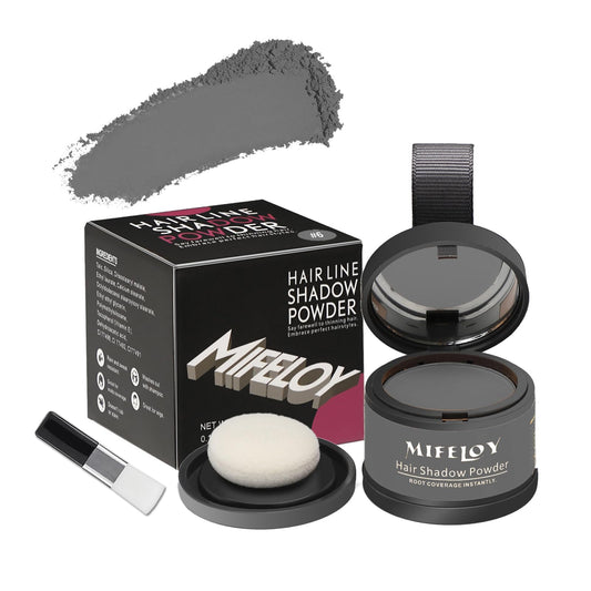 Mifeloy MIFELOY Root Cover Up Powder, Touch Up Hair Color for Grey, Roots Concealer for Beard Line Eyebrow, Instantly Coverage Dye for Thinning Grays Hairline, Shadow Conceals Hair Loss, Gray