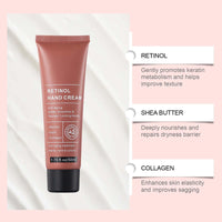 NLFOX Retinol Hand Cream - Anti Aging Retinol Cream - Firming Lotion Hand Cream Deep Hydrating & Nourishing Non-greasy - Hand Moisturiser for Dry Cracked Hands Skin Care Gifts for Women