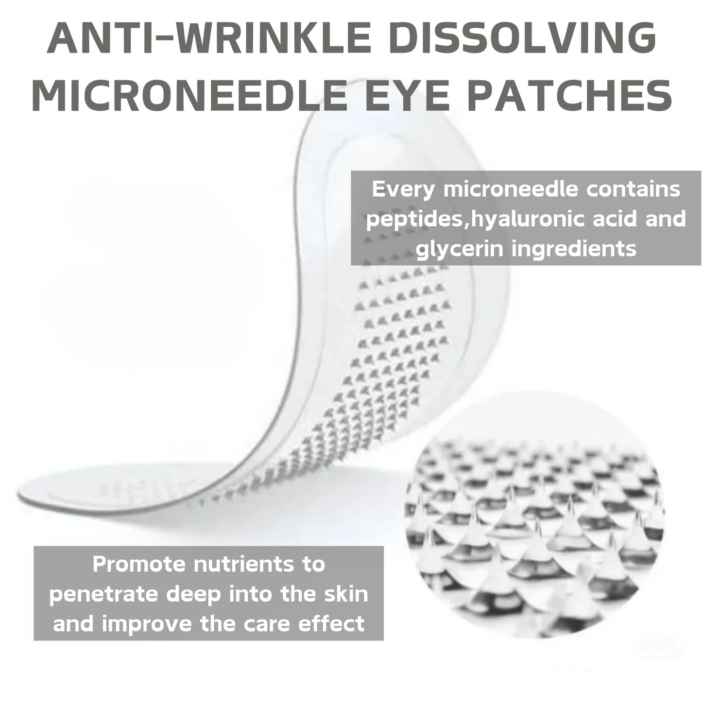 Cureluxe Pack of 3 Micro Needle Patches - Dissolving Microneedle Eye Patches with Vitamin E,Collagen,Hyaluronic Acid - Anti-Wrinkle Microneedle Patches - Collagen Eye Patches for Dark Circles & Puffy Eyes