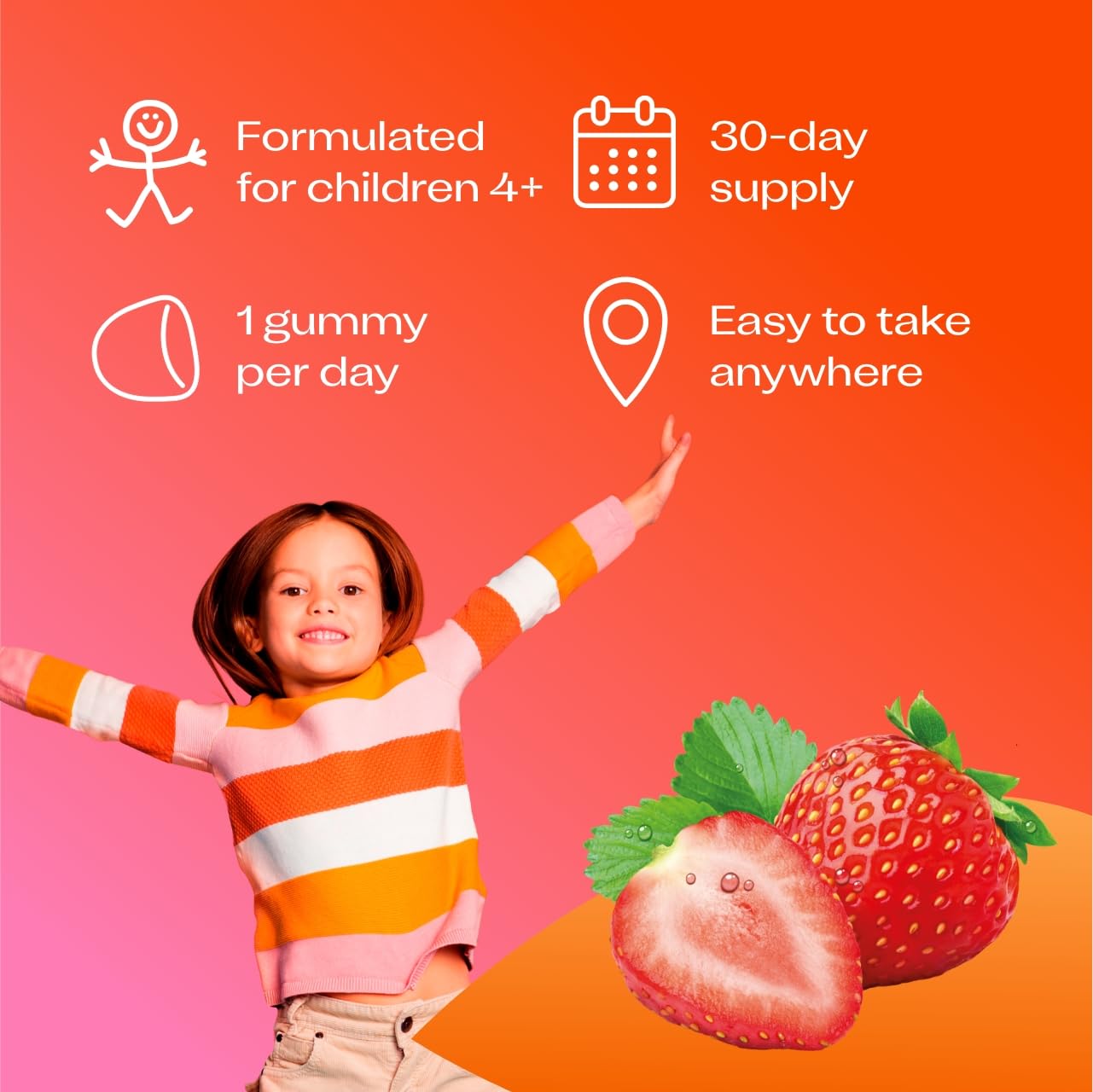 Bio-Kult 3in1 Biotic Blend Probiotic Gummy with Multivitamins, for Kids 4+, Strawberry Flavour, 30 Gummies