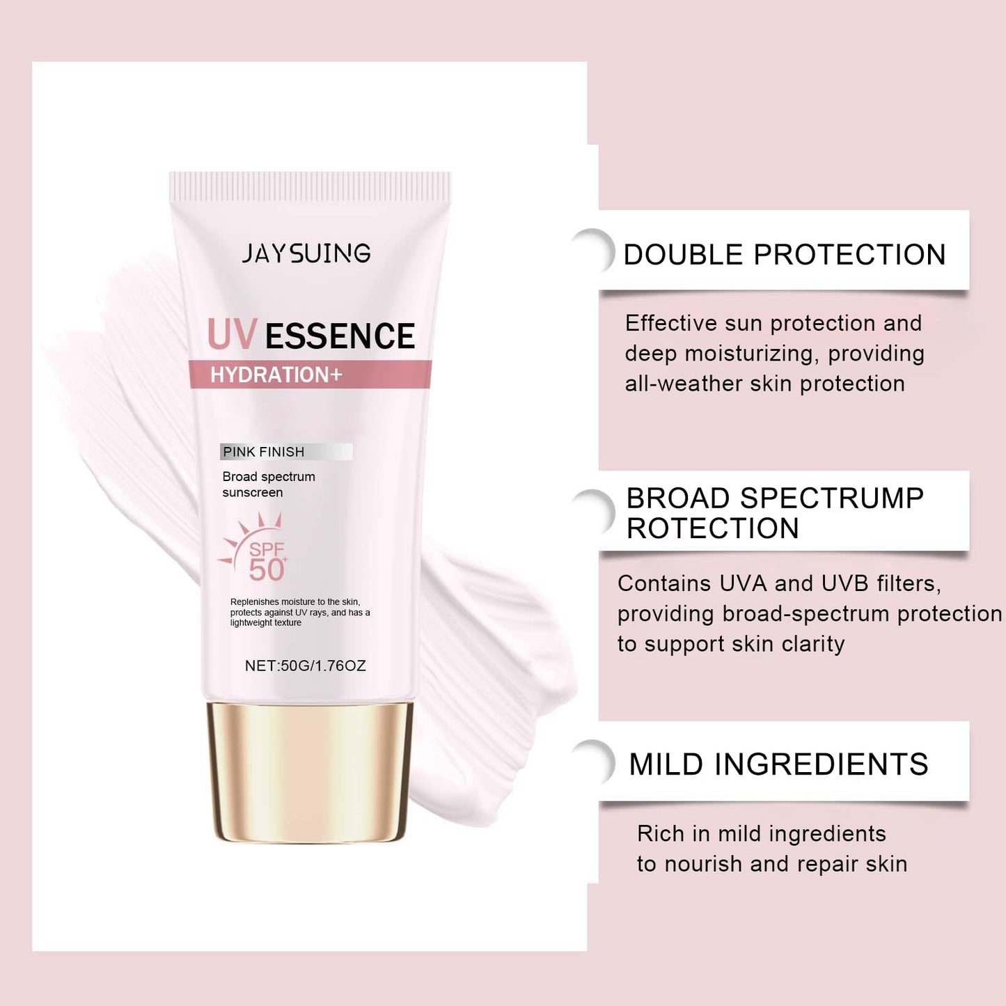 Waterfull Tone-Up Sun Lotion SPF 50+ - Pink Face Sunscreen, Hydrating Daily Sun Cream for Makeup Base - 50ml