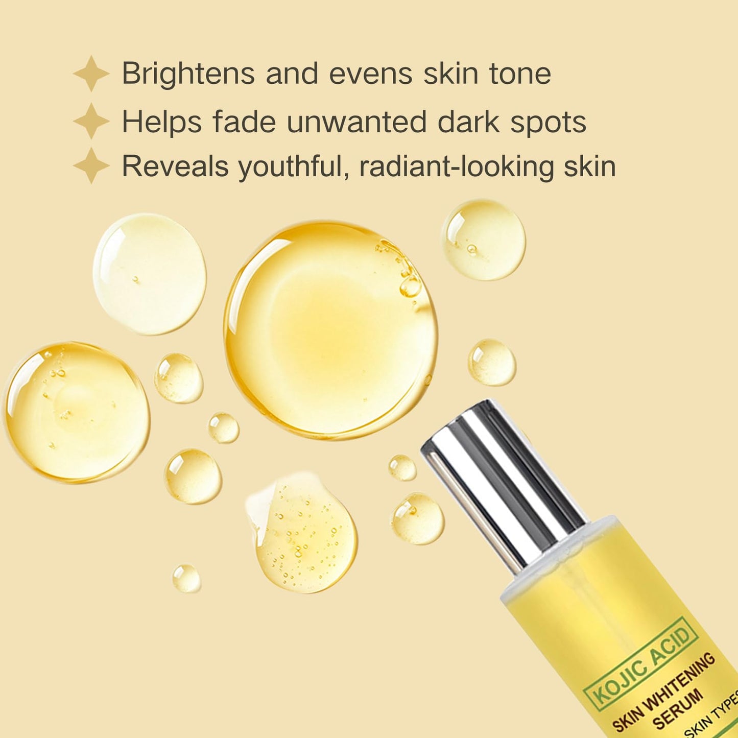 Trendyfave Kojic Acid Serum Dark Spot Correcting Glow Serum for Radiant Skin, Reduce Dullness & Anti-Aging Face, Dark Spot Remover for Face, Brightening & Hydrating Facial Essence for Even Skin Tone, 30ml