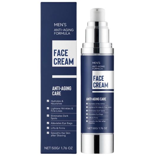 【Men's Anti-Aging Face Moisturiser | Eye Bags Remover】Oil-Free Lightweight Cream – Hydrate & Soothe Oily Skin, Smooth Wrinkles, Reduce Puffiness – Non-Greasy Daily Moisturiser for All Skin Types