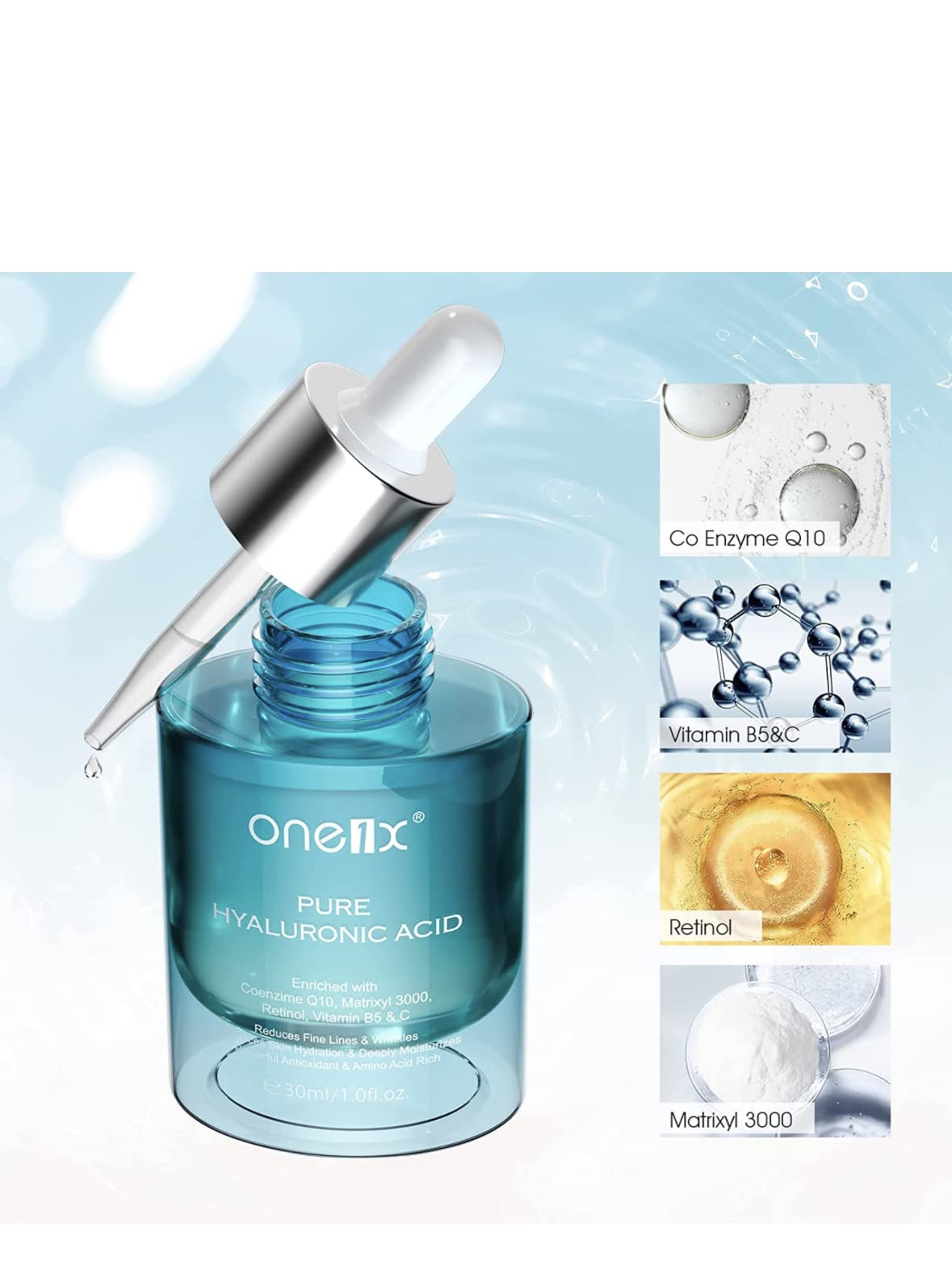 Hyaluronic Acid Serum for Face with Retinol, Vitamin C & B5, Hydrating Face Serum for Dry Skin Plump and Moisture, Anti-Aging, Reduces Wrinkles, Firming Serum for Woman Day Night 30ML