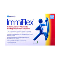 Immiflex ImmiFlex | Clinically Proven Betaglucan Supplement | 250mg x 30 Vegetarian Capsules with Vitamin D