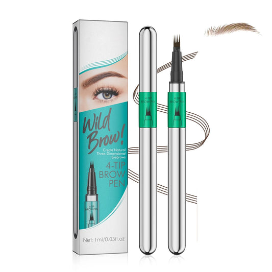 Microblading Eyebrow Pen - 4 Tip Waterproof Eye Brow Pencil - Upgraded Magic Eyebrow Pencil - Eye-brow Contouring Pen Rapid Eyebrow Makeup for Beginners