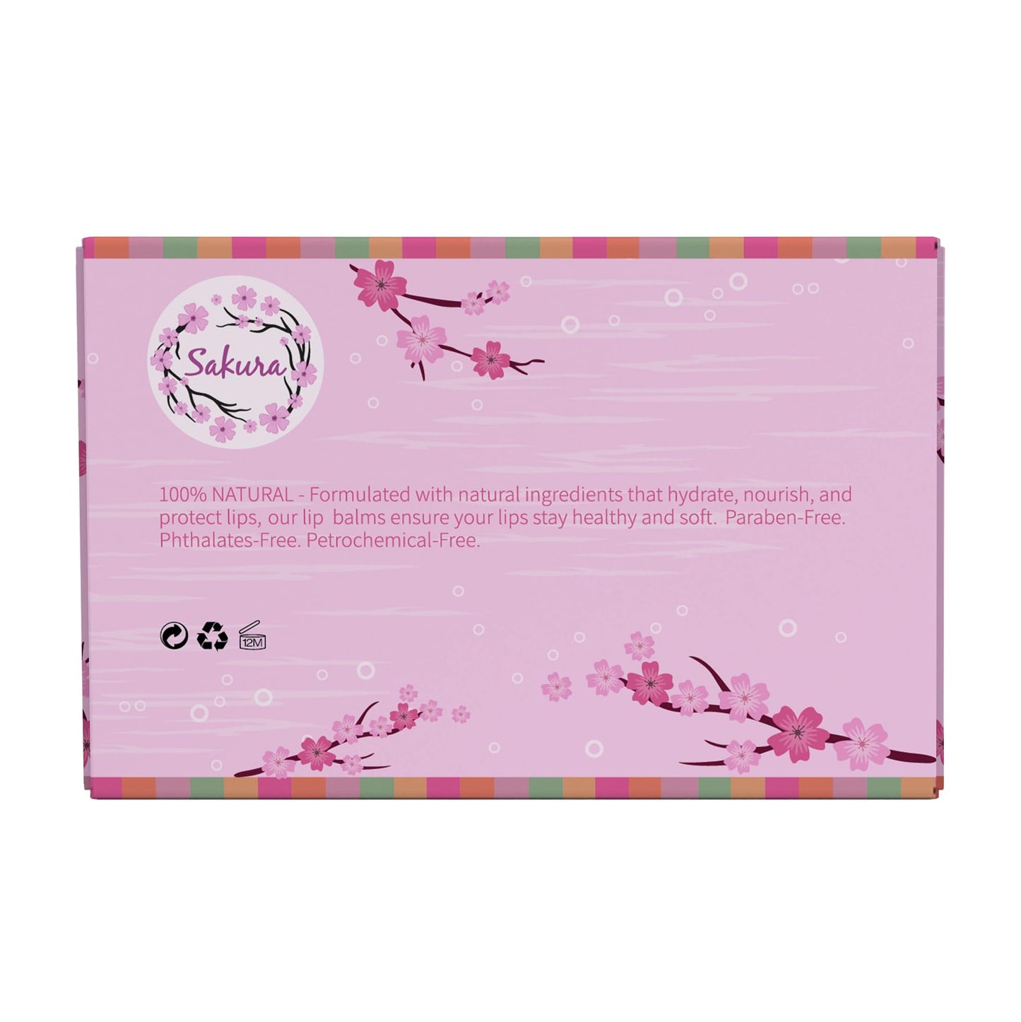 Generic Sakura Organic Lip Balm Set, 100% Natural, 6 Flavours - Strawberry, Citrus, Vanilla, Mint Burst, Beeswax and Coconut