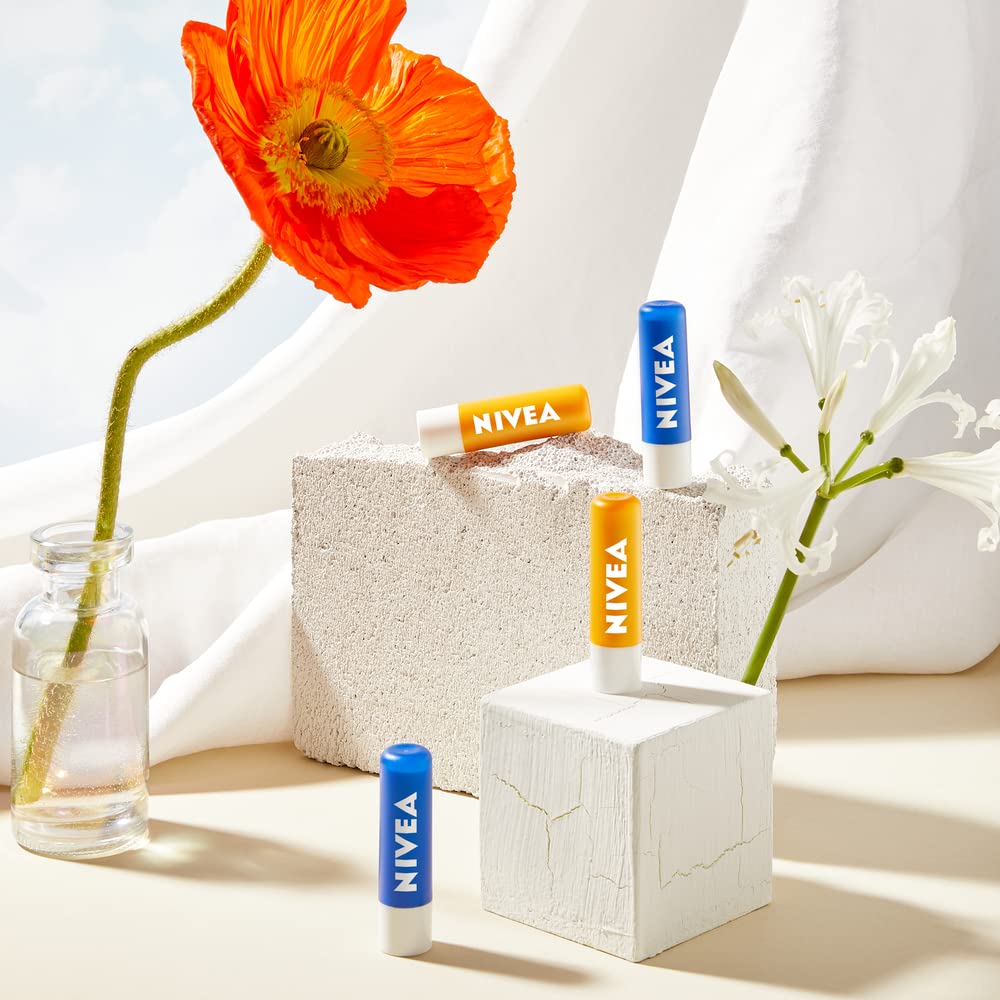 NIVEA Sun Protect Caring Lip Balm (4.8g), Lip Balm with Shea Butter and SPF 30, Protects Against UVA/UVB Rays with 24H Moisture, Lip Care