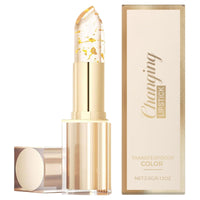 Xunzhi Transferproof Color Changing Lipstick,Temperature Color Change Lip Balm,Moisturizer Lip Balm,Transparente Gold Crystal Color Changing L/ip Stick,Gold Foil Moisturizing Glossy Shine L/ip Gloss