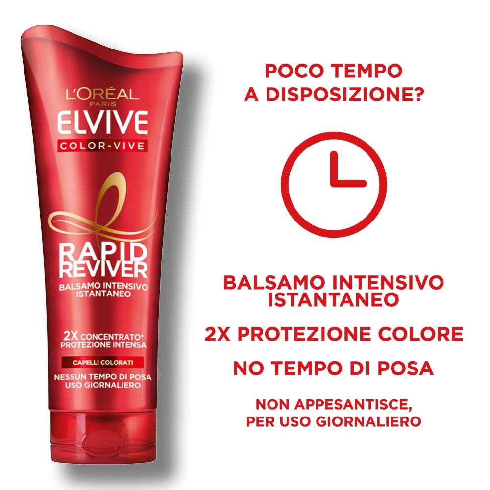 L'ORÉAL L'Oréal Paris Elvive Rapid Reviver Instant Intensive Conditioner, Enriched with Amino Acid and Vitamin E, for Coloured Hair, Pack of 3