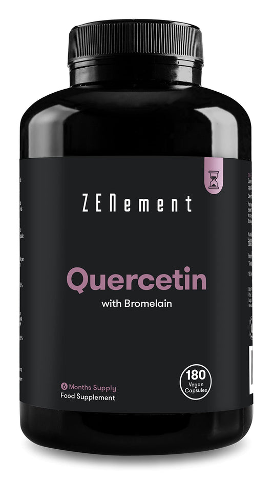 Quercetin 500mg, with Bromelain, 180 Capsules | Anti-ageing, Healthy Ageing, Antioxidant | 100% Natural Ingredients, Vegan, Additives Free | Zenement