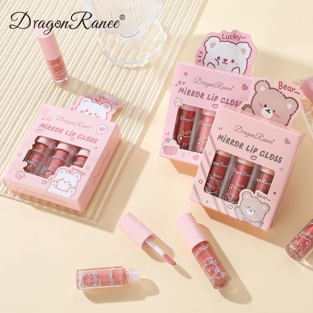 ChicNana Lip Oil and Lip Gloss Set, 3Packs Lip Oil Hydrating Lipgloss Gift Set Lip Glow Oil Tinted Clear Lip Plumper Non-sticky Moisturizing Gift For Women Kids Teenage Girls (A Set, 3 Packs)