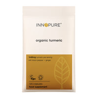 Organic Turmeric with Black Pepper & Ginger (No Fillers or Binders) 120 Capsules - High Strength Turmeric Supplement - UK Made by INNOPURE