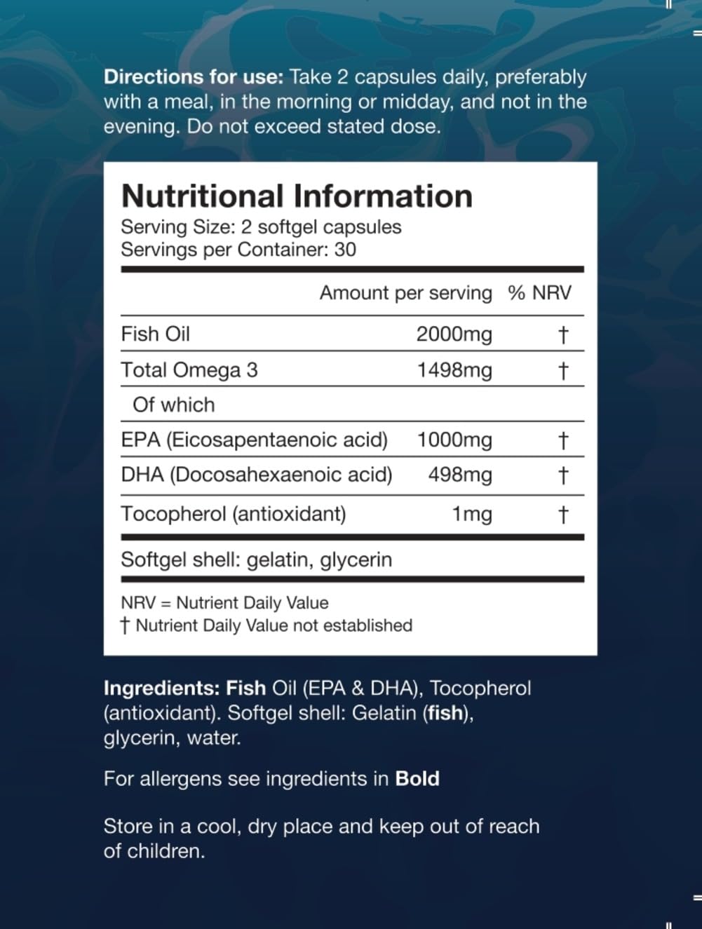 CORREXIKO Ultra Omega 3 Capsules - High Strength 1000mg EPA & 498mg DHA - Aids Skin Hydration to Reduce Fine Lines & Dry, Dehydrated Skin - Supports Joint & Brain Health - 60 Tablets, 1 Month Supply