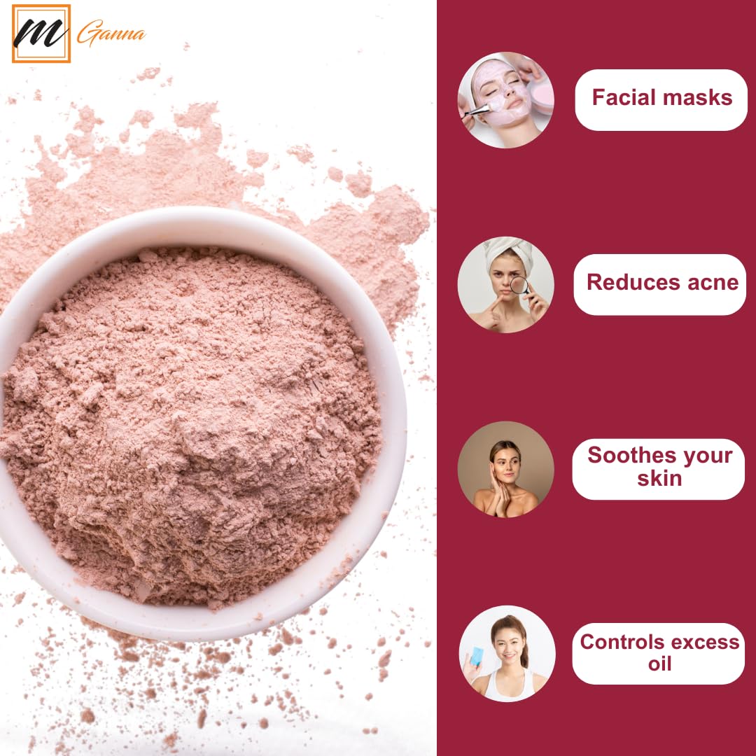 mGanna 100% Natural Rose Clay/Pink Kaolin Clay Powder for Skin Tightening, Facial Masks, Creams, Face Masks, and Soap Making 100 GMS / 0.22 LBS