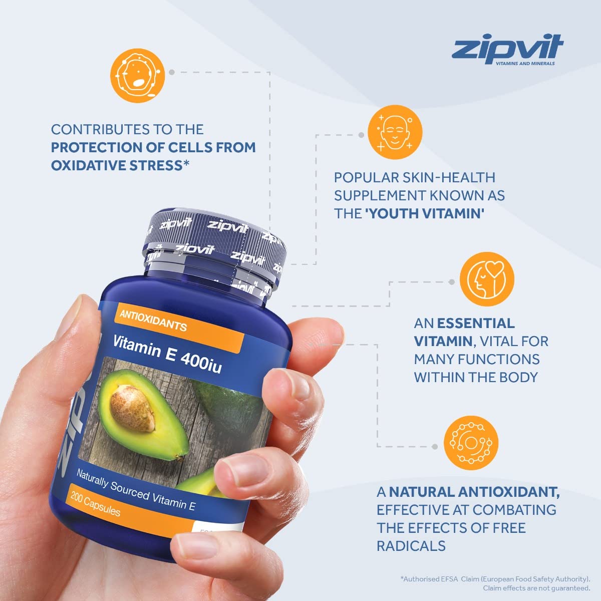 Vitamin E 400iu Supplement, 200 Softgel Capsules, Powerful Antioxidant, Protects Cells from Oxidative Stress, Supports Immune System, Over 6 Month Supply