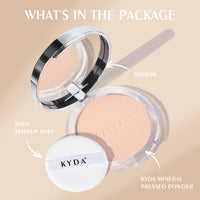 KYDA Mineral Powder SPF 35, 4-in-1 Pressed Mineral Powder, Matte Setting Powder with Concealer and Foundation, Lightweight Flawless Coverage, Skin Care Formula, Medium