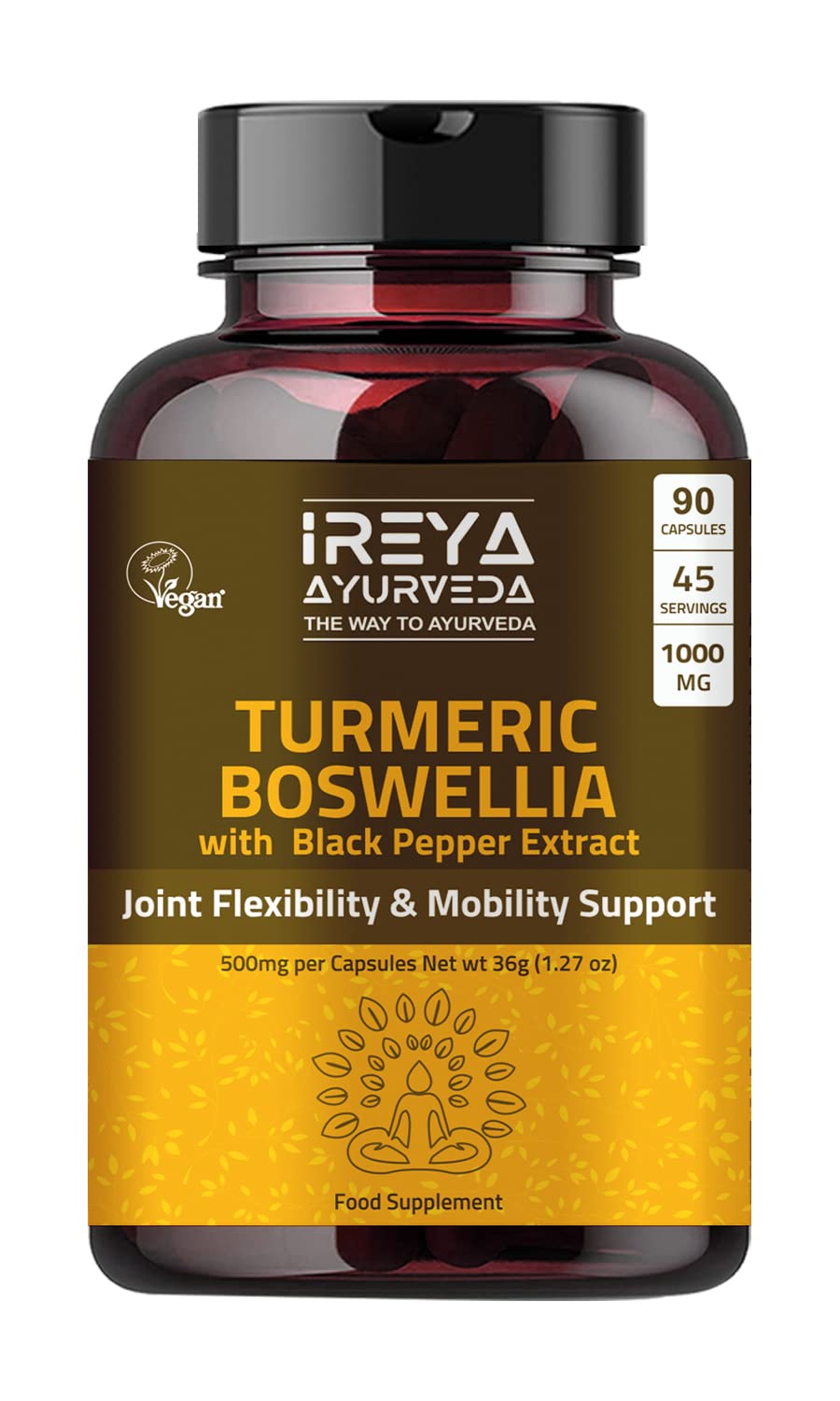 Turmeric Boswellia Extract 1000mg - Joint & Mobility Support Digestive & Immune Support | Boswellia Serrata with Turmeric Curcumin Bioperine - Inflammatory Response Plant Based Supplement