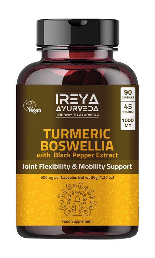 Turmeric Boswellia Extract 1000mg - Joint & Mobility Support Digestive & Immune Support | Boswellia Serrata with Turmeric Curcumin Bioperine - Inflammatory Response Plant Based Supplement