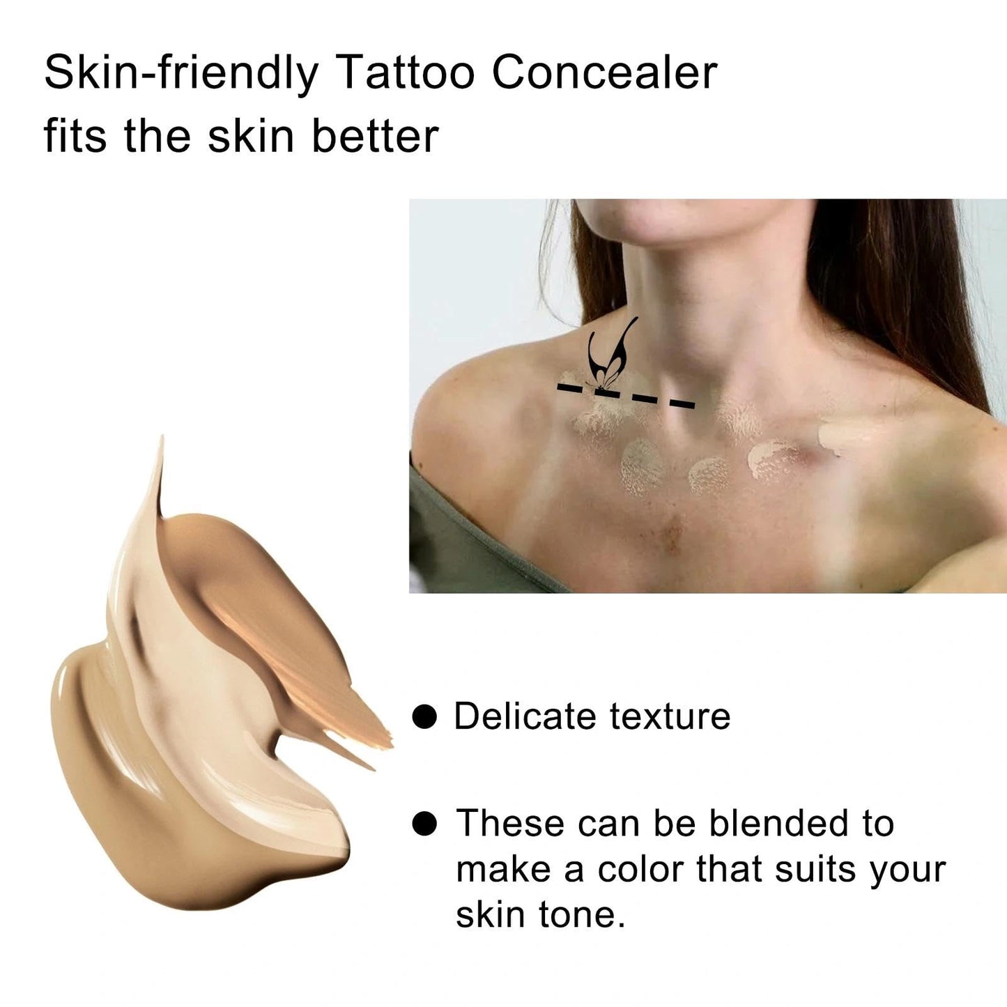 AuraAnge Tattoo Cover Up Concealer Cream - Full Coverage for zits, Body, Waterproof - Men and Women, Natural Makeup to Cover Tattoos