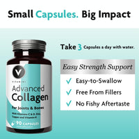 Premium Advanced Collagen Complex for Joint and Bone Health – High Strength Marine Collagen with Vitamin D3, Zinc, and Copper – Joint Care Supplements for Women – No Fillers, UK Made, 30-Day Supply