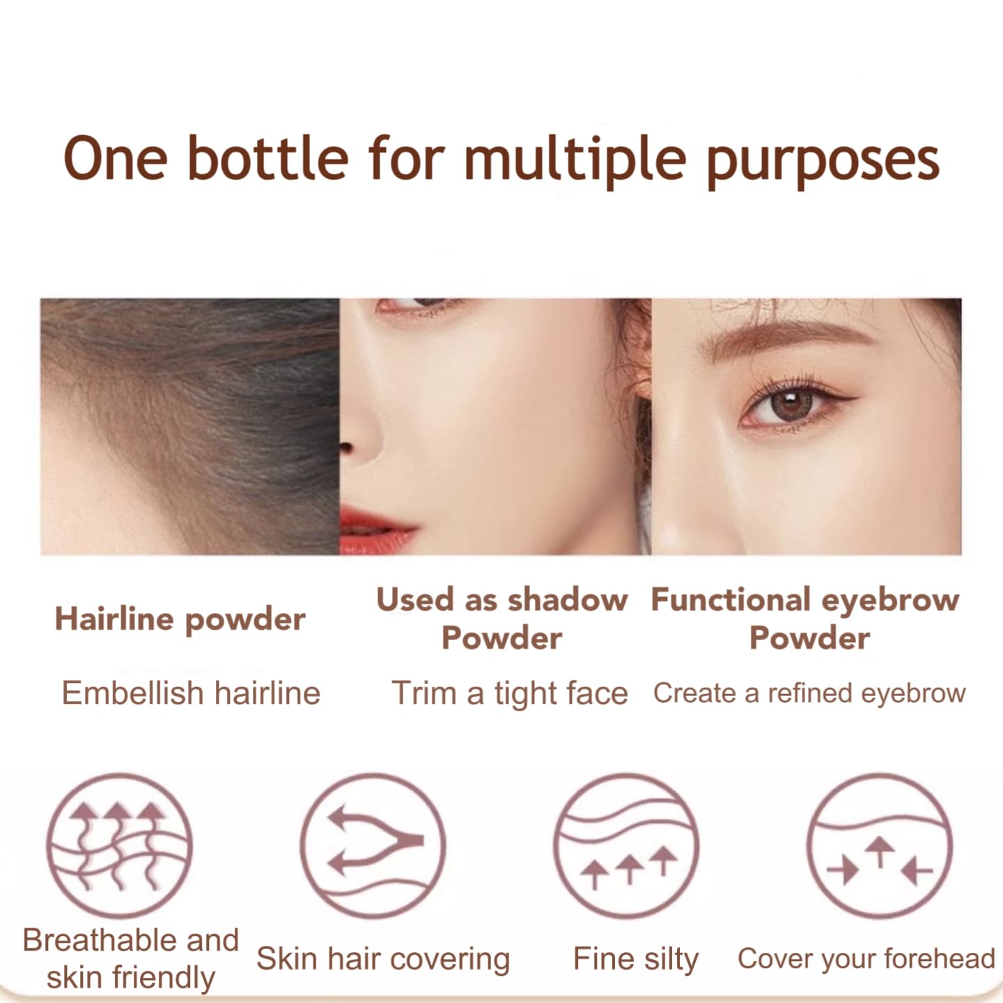 FANFALUV Hairline Powder-Hair Root Touch Up-Instantly Hairline Shadow-Conceals Hair Loss And Fills In Receding Hairlines Forehead Side Hair Filler- Grey Hair Cover Up For Women & Men Sweatproof (Gray Brown)