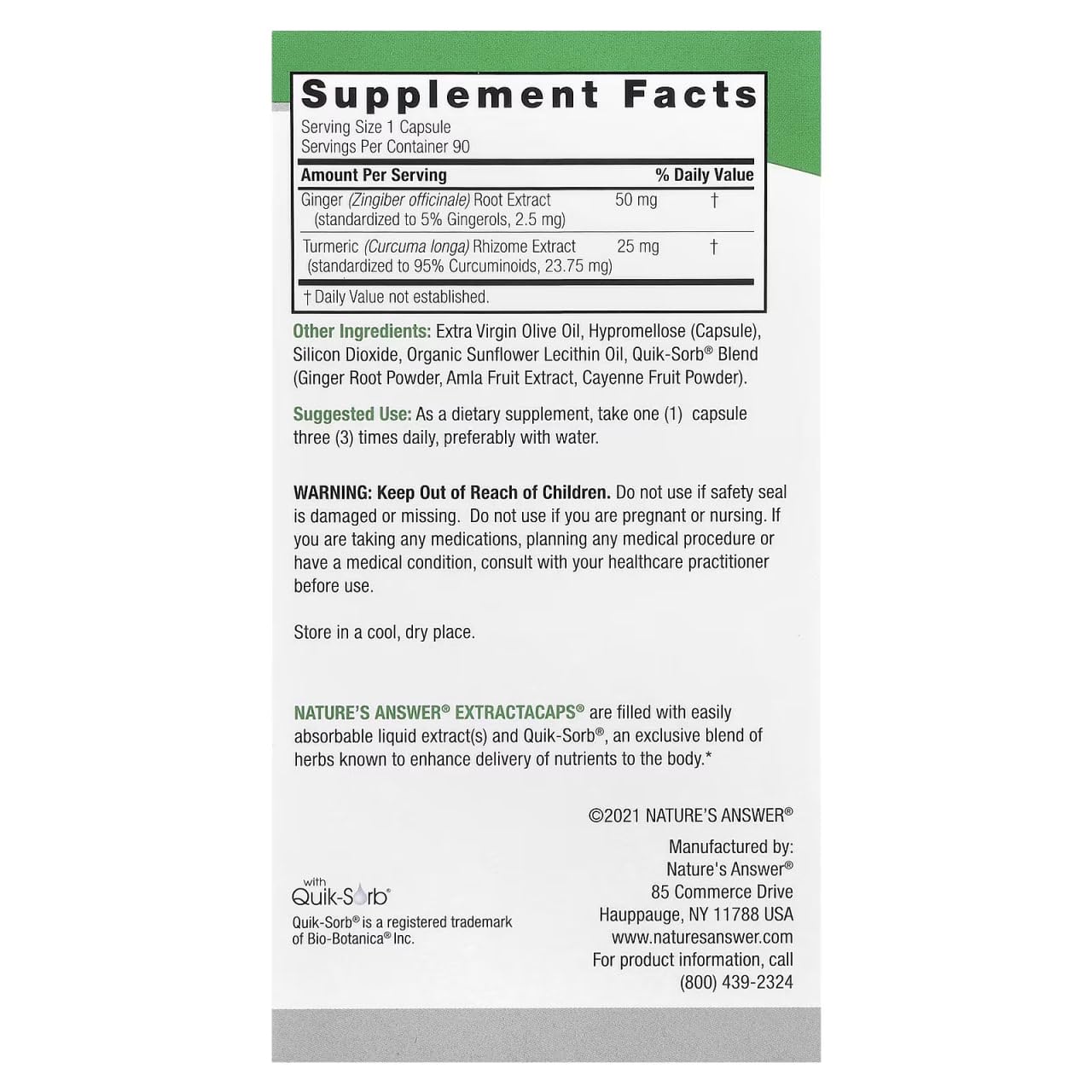 Generic Natural's Answer Turmeriic & Giinger, Cruelty-Free, Gluten-Free, 90 Vegan Capsules