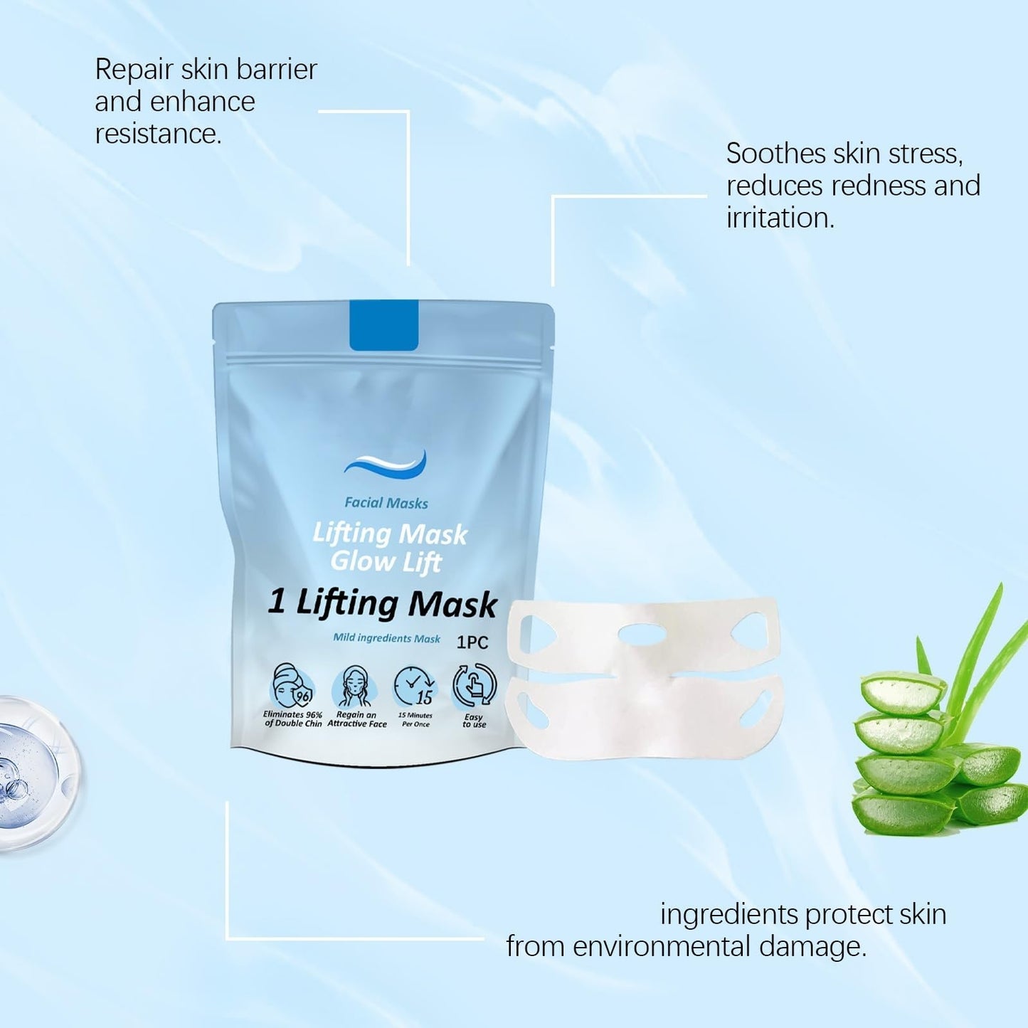 Siyinzu 2PCS Chin-Ology Double Chin Lifting Mask,Chino-logy Chi-n Mask with Hyaluronic Acid,V Line Face Lifting Ch-in Ma-sk,Face Lift Tape,Double Ch-in Reducer for Women,Collagen Face Masks Skincare