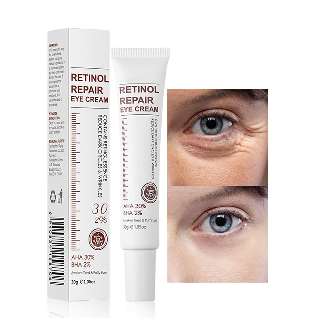 YUYUE-YY Retinol Eye Cream, Retinol Serum Eye Cream for Dark Circles and Puffy Eyes, Eye Cream with Retinol & AHA 30% & BHA 2% & Hyaluronic Acid for Fine Lines & Wrinkles Saggy Skin Puffy Eyes