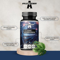 Zinc L-Carnosine 37.5 mg per Capsule - 90 Vegan Capsules - 3 Months Supply - for Skin, Hair & Nail Health - Supplement by Apollo's Hegemony