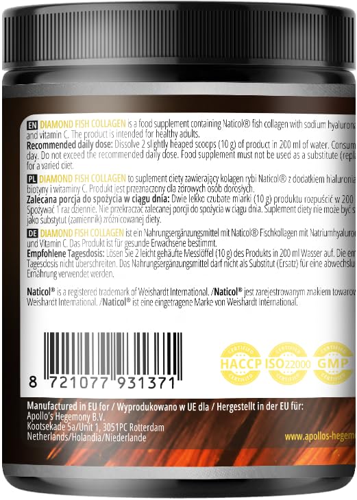 APOLLO'S HEGEMONY Diamond Fish Collagen 300g: Premium Fish Collagen 8500 mg Per Serving - 30 Servings - Supports Joint & Skin Health - by Apollo’s Hegemony