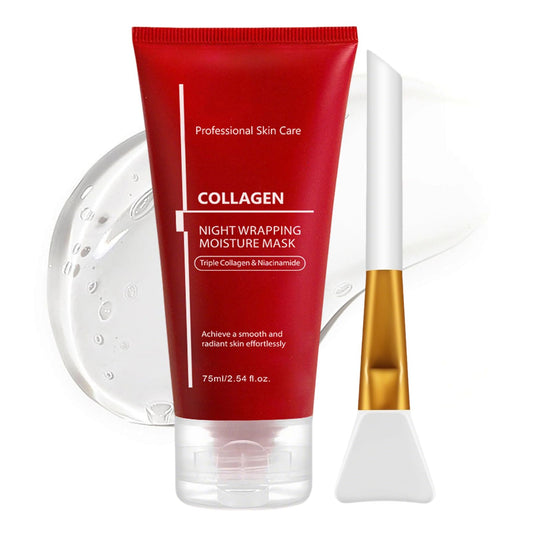 INSKIN Collagen Overnight Peel-Off Mask, Overnight Face Mask,Collagen Face Mask Over-night,Coll-agen Night Wrapping Mask, Hydration &Boosts Elasticity,Soothing,Reduces Wrinkle with Brush