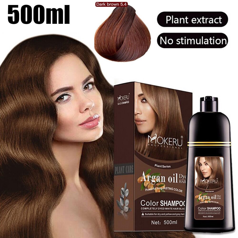 Natural Organic Coconut Oil/Argan Oil Essence Hair Color Shampoo,3in1 (Dark Brown 02)
