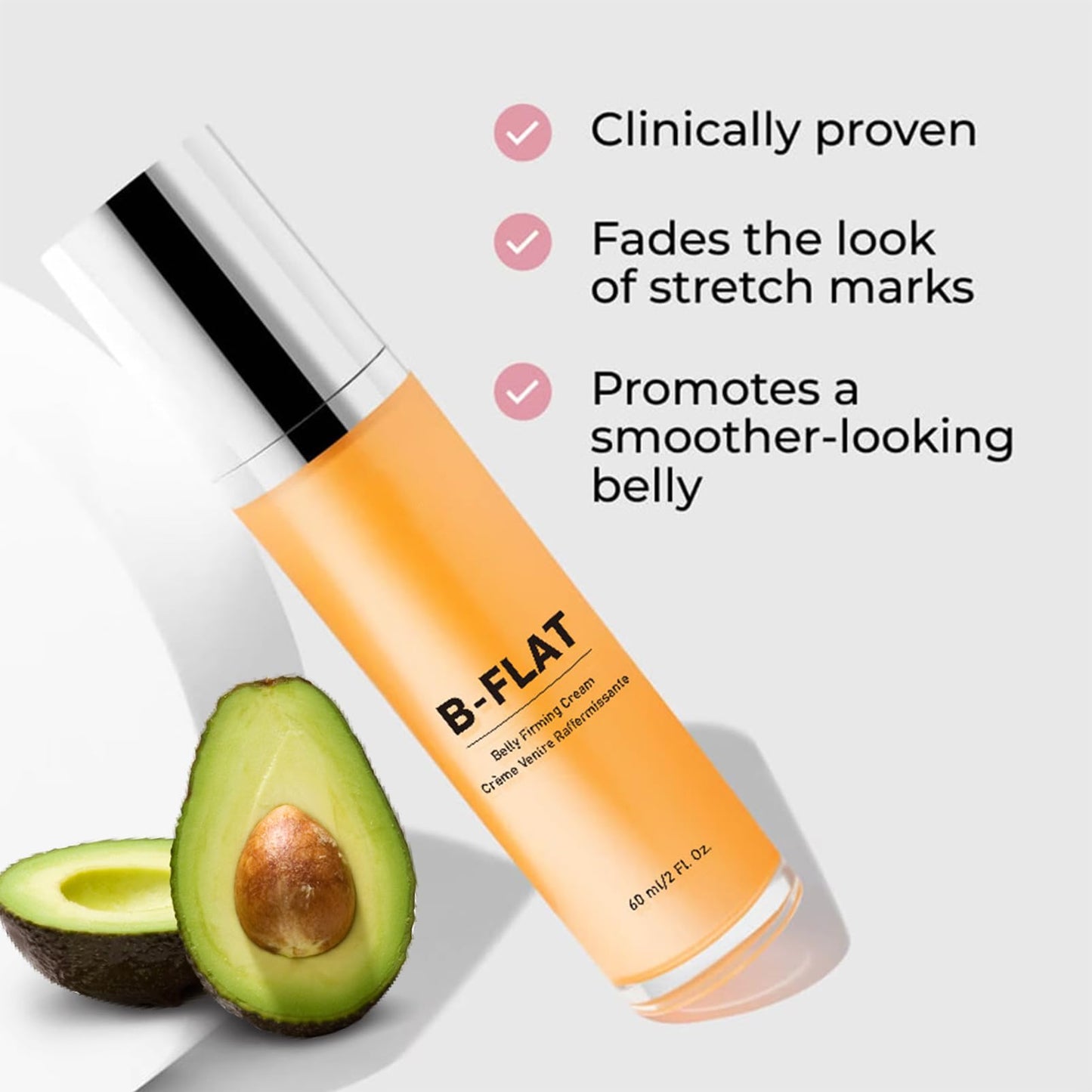 ISBEAUSOLS B Flat Belly Firming Cream - Firming Cream For Loose Skin - Skin Tightening Cream Stretch Mark Reduction - Collagen Infused Treatment for Tummy, Thighs, Arms, Butt-Body Moisturizer For Women 60ML