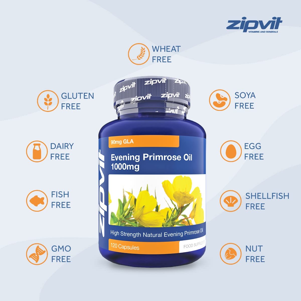 Zipvit Evening Primrose Oil 1000mg, 120 Softgel Capsules, Pure Cold Pressed Evening Primrose Oil, High in Omega 6 Gamma Linolenic Acid, Supports Women's Health