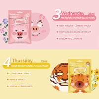 Shengqialun Face Masks Skincare - 7 Sheet Face Mask - Face Mask Set Hydrating and Smoothing Improve Dullness - Fun Animal Printed Facial Mask Gifts for Teenage Girls